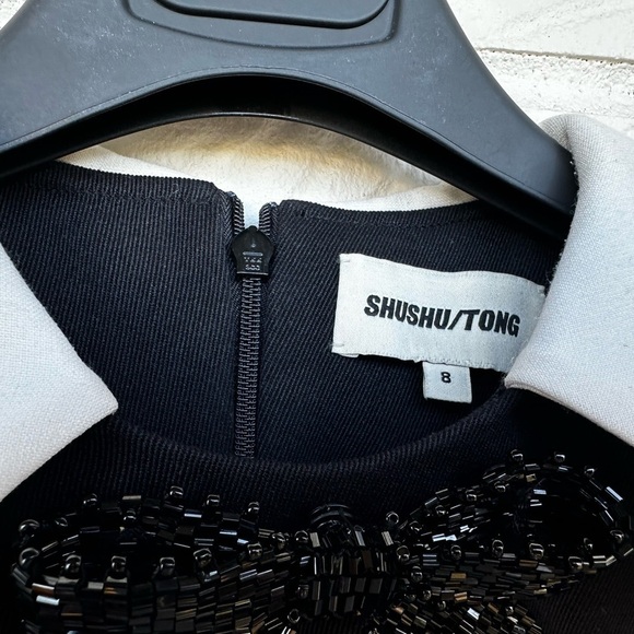New Shushu/Tong Black Beaded Bow Minidress Size Small - Picture 12 of 16